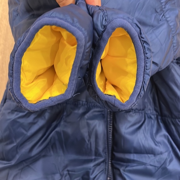 Navy Blue Hooded Snowsuit with Yellow Lining - Picture 5 of 9